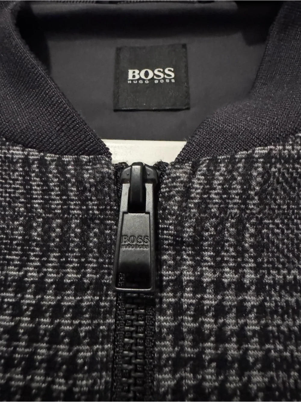 Hugo Boss Black & Gray Glen Plaid Zip Bomber Jacket